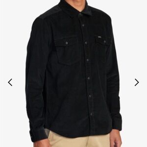 RVCA black corduroy button down shirt regular fit size large